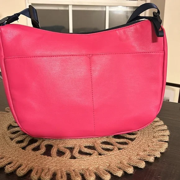 Nautica Vibrant Pink Crossbody Bag with Navy Accents - Picture 9 of 14